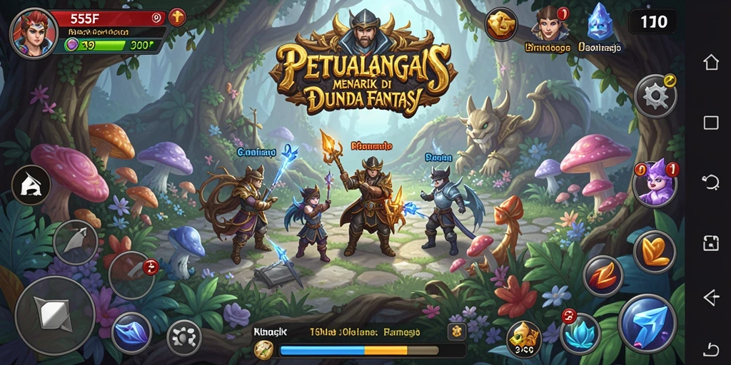 Gameplay 555F menampilkan petualangan seru dalam grafik yang memukau.