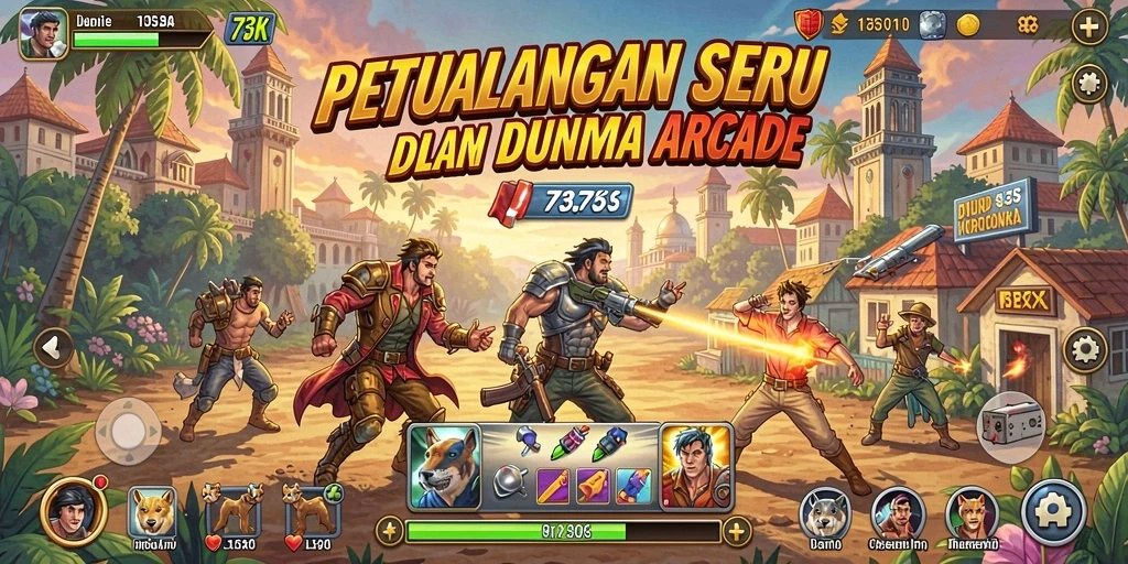 Tampilan gameplay <strong>73K</strong> yang penuh warna dan menantang.
