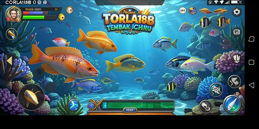 Tangkapan layar menunjukkan gameplay menembak ikan yang seru.