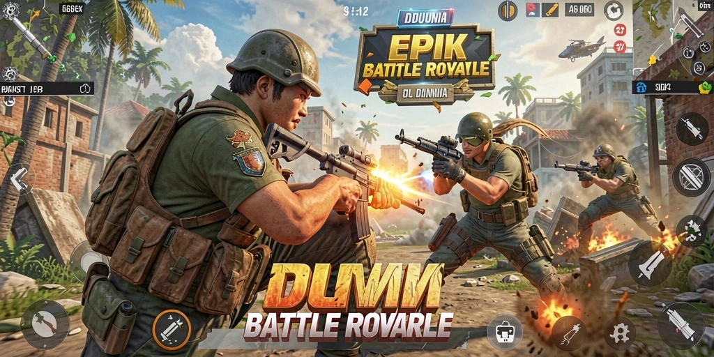 Screenshot DKK menggambarkan pertempuran seru dalam mode Battle Royale.