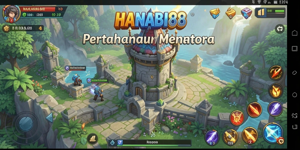 Tampilan dinamis gameplay HANABI88 yang menantang di Tower Defense.