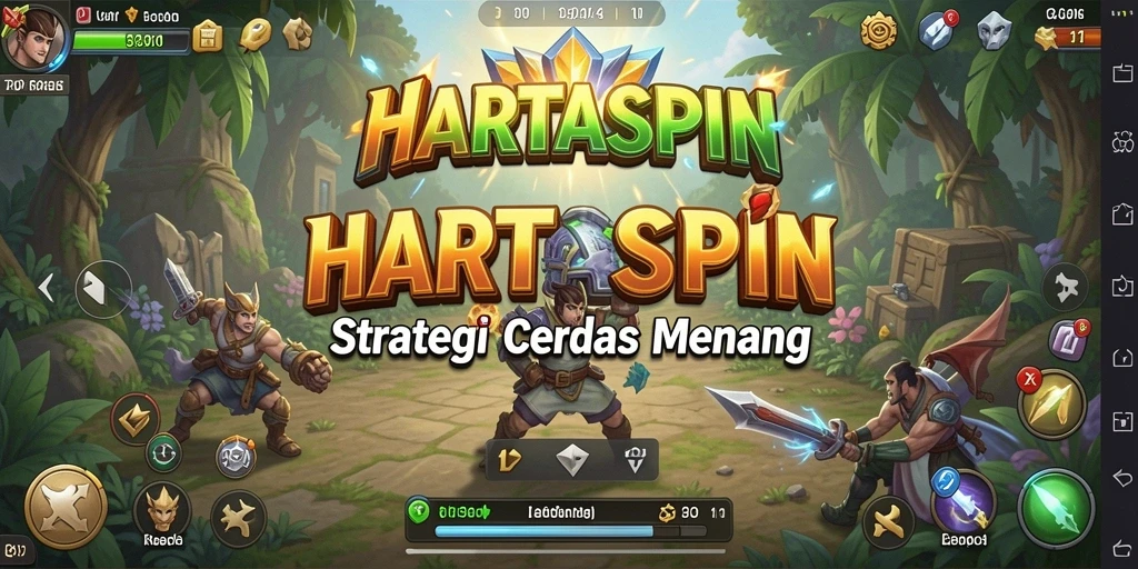 Tampilan gameplay HARTASPIN dengan aksi strategi yang intens.