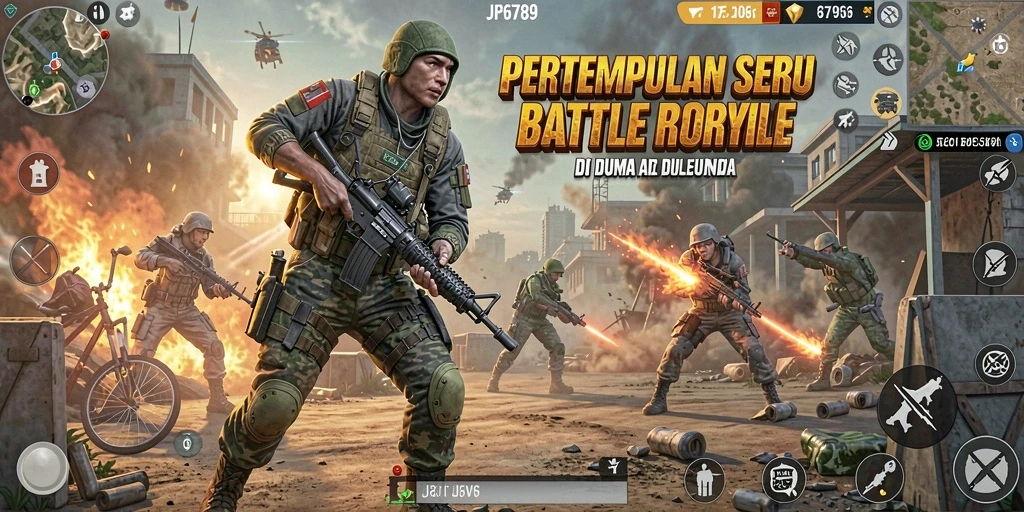 Tampilan seru dari gameplay Battle Royale di JP6789.