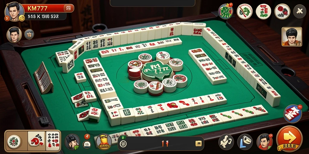 Tampilan gameplay menarik dalam aplikasi KM777 Mahjong.