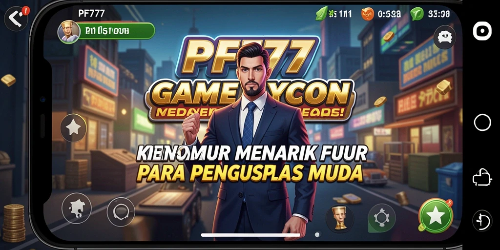 Screenshot gameplay PF777 menunjukkan strategi bisnis yang kompleks.