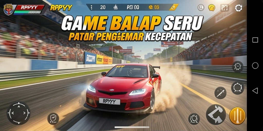 Tampilan gameplay RPYYY dengan aksi balap yang cepat dan mendebarkan.