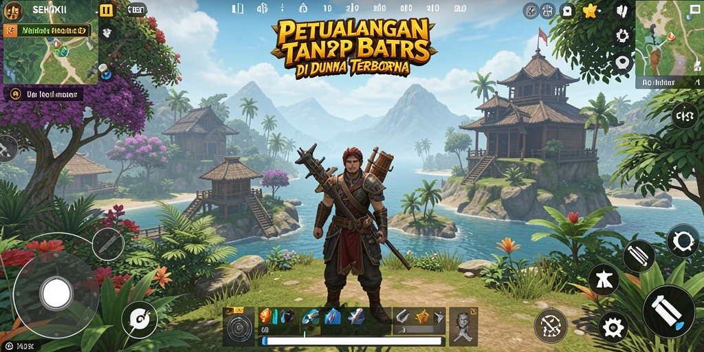 Screenshot gameplay SEHOKI menampilkan petualangan di dunia terbuka.