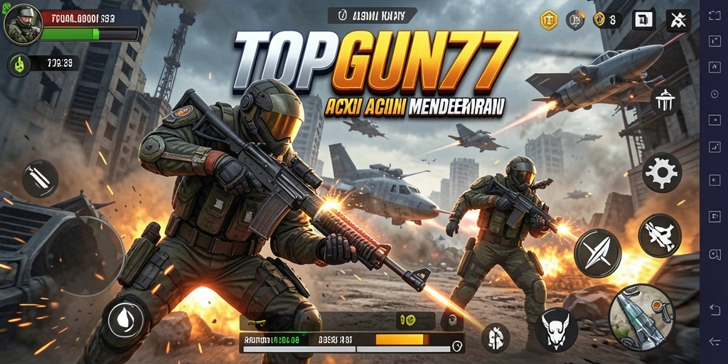 Tampilan gameplay mendebarkan dari TOPGUN77 dalam aksi.
